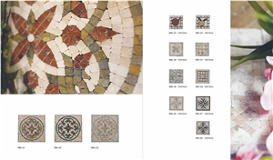 Travertine Mosaic Inlay Stone Medallions