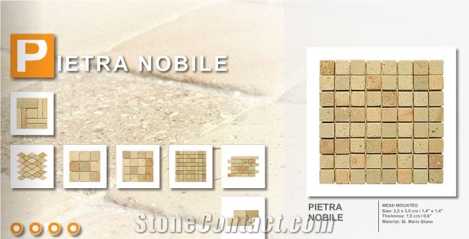 Pietra Nobile Mosaic Tiles, Beige Limestone Mosaic