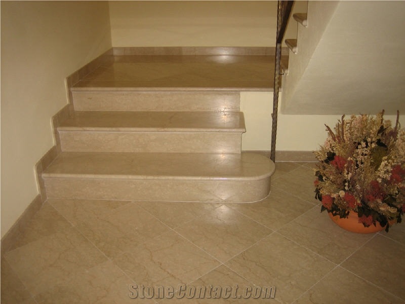 Botticino Marble Stairs and Floor Tiles