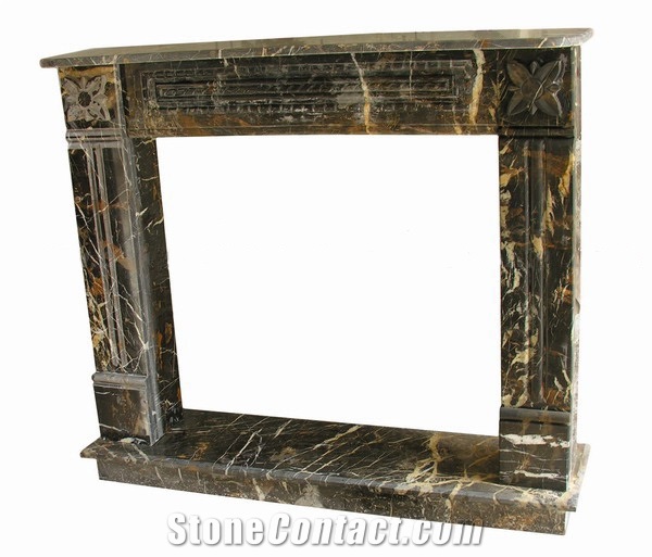 Black Gold Marble Fireplace