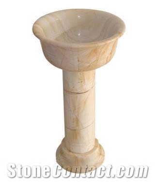 Teak Wood Marble Pedestals Sinks