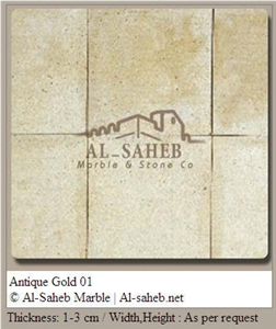 Antique Gold Limestone Slabs & Tiles, Israel Yellow Limestone