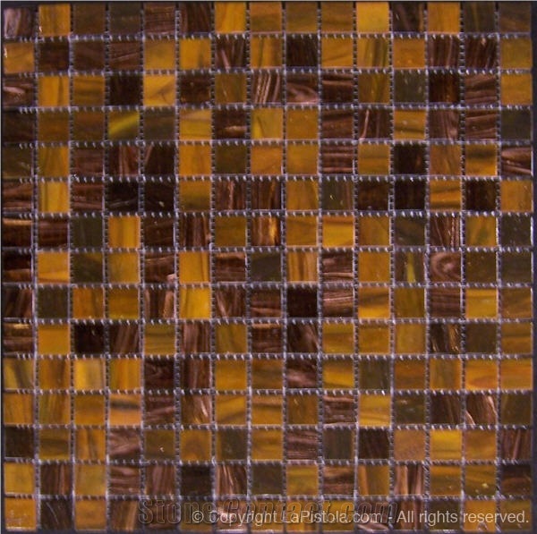 Marrone Mix Glass Mosaics, Emperador Dark Brown Marble
