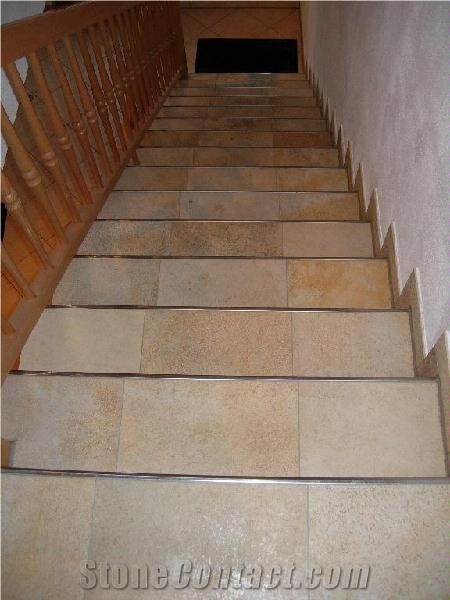 Solnhofen Stone Stairs, Beige Limestone Stairs