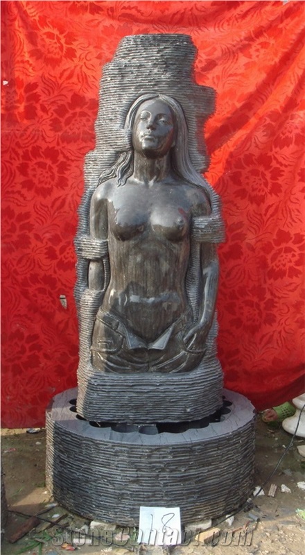 Ink Jade Sculpture, Cement Black Onyx Sculpture