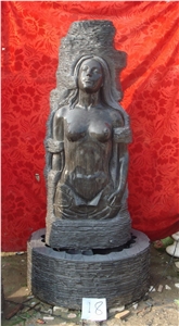 Ink Jade Sculpture, Cement Black Onyx Sculpture