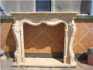 Beige Marble Fireplace