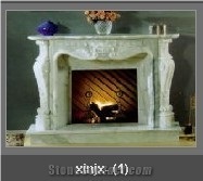 Stone Carved Fireplace, White Marble Fireplace