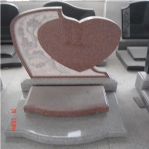 Red Granite Heart Headstone