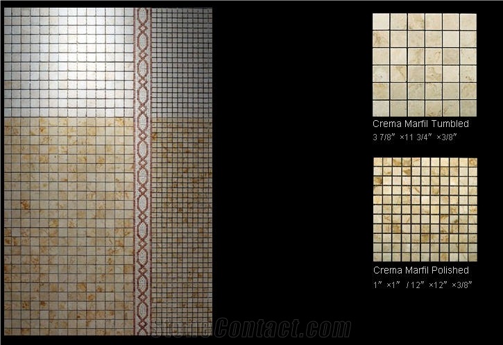 Crema Marfil Marble Mosaics, Beige Marble Mosaics