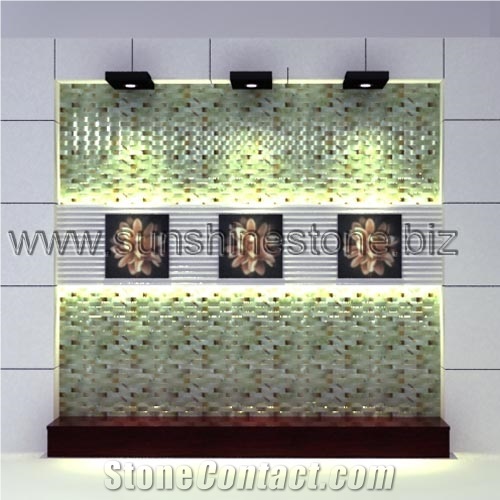Green Onyx Brick Arc Jade Mosaic Tv Wall Project