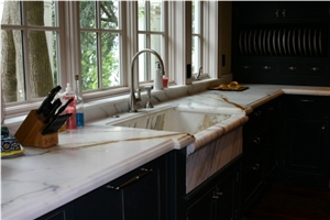 Calacatta Gold Kitchen Counters, White Marble Kitchen Countertops
