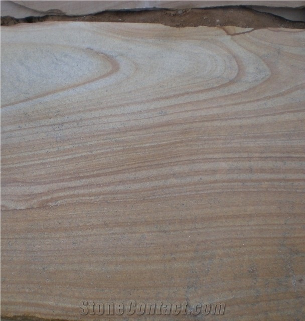 Wooden Vein Sandstone Slab, China Yellow Sandstone