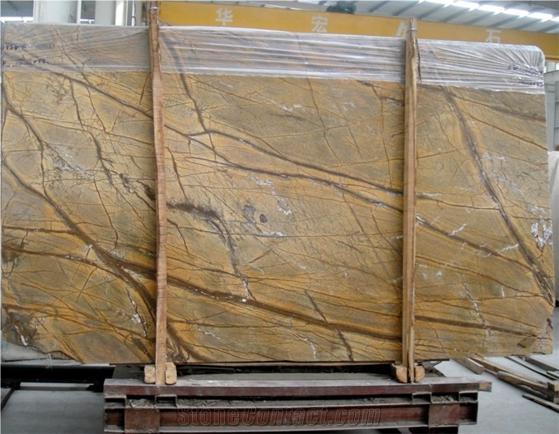 Rainforest Golden Marble Slabs, India Brown Marble