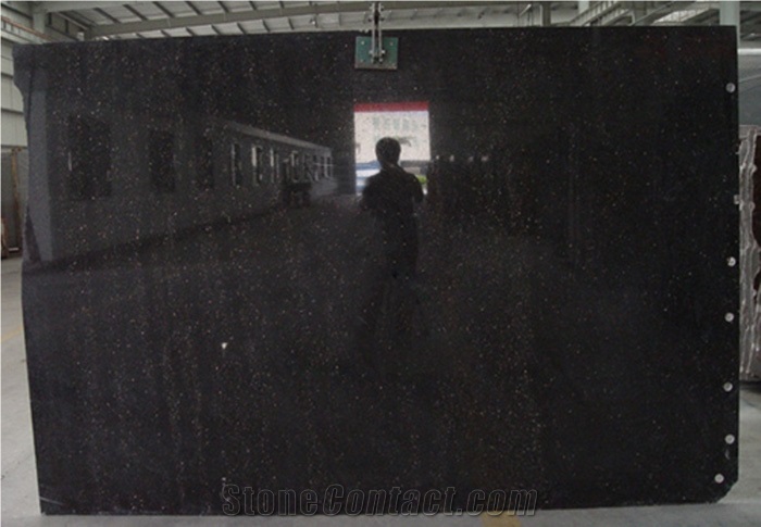 Black Galaxy Granite Slab, India Black Granite