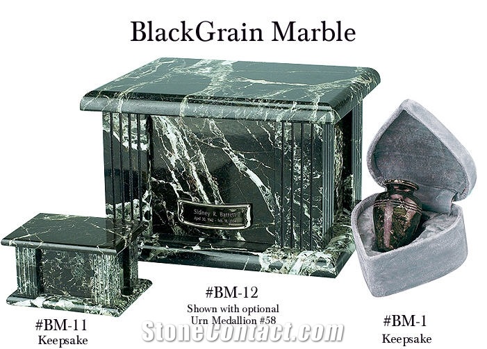Black Grain Marble Urns