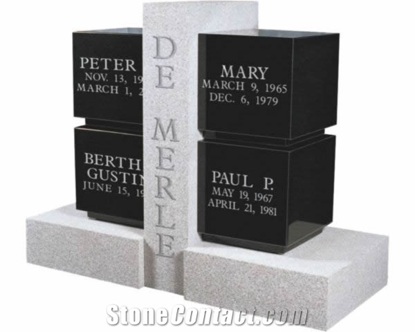Family Cremains Memorials, Black Granite Monument & Tombstone