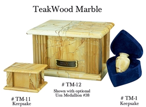 Teak Wood Marble Keepsake and Urn