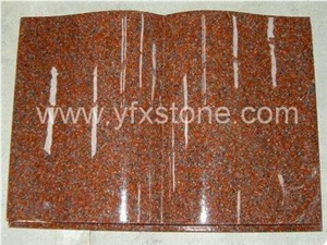 India Red Granite Slant Book Shape Monument
