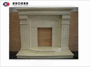 Marble-Fireplace Mantel-Kangli Stone Group, Regal Beige Marble Fireplace Mantel