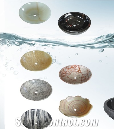 Chinese Factory Natural Marble Onyx Wash Basins, Marble Round Basins, Oval Sinks for Vanity Tops