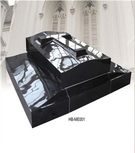 Shanxi Black Granite Tombstone, European Cross Style Tombstone