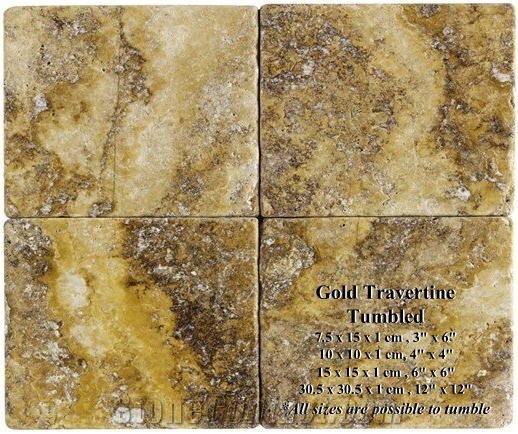 Gold Travertine Tumbled Slabs & Tiles, Turkey Yellow Travertine
