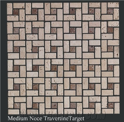 Medium Noce Travertine Target Mosaic