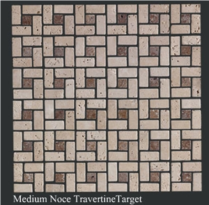 Medium Noce Travertine Target Mosaic