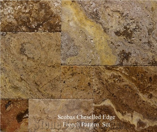 Scabos Travertine Chiseled Edge French Pattern Set