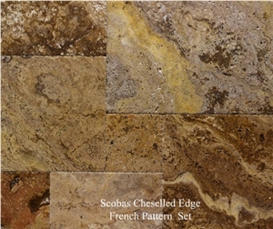 Scabos Travertine Chiseled Edge French Pattern Set