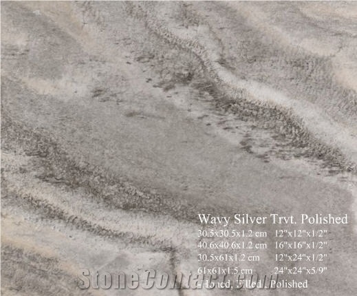 Wavy Silver Travertine Slabs & Tiles, Turkey Grey Travertine