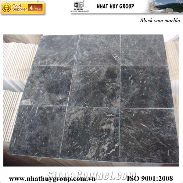 Vietnam Black Vein Marble, Polished Tiles, Dark Emperador Stone