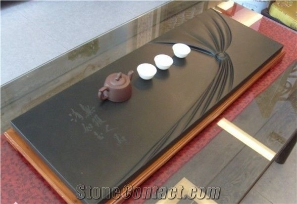 China Granite Tea Tray Handcraft, Black Granite Tea Tray Handcraft