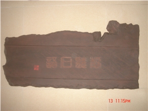 China Stone Tea Tray, Black Granite Artifacts, Handcrafts