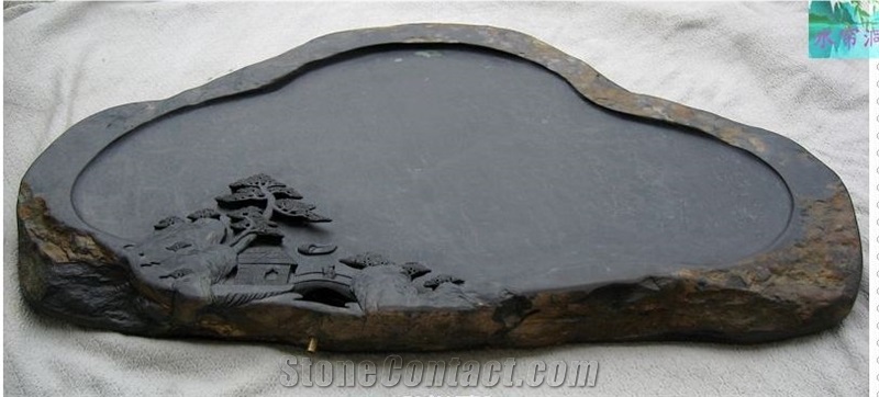 Stone Tea Tray, Black Granite Artifacts, Handcrafts