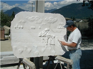 Carver at Work on Marble Palissandro