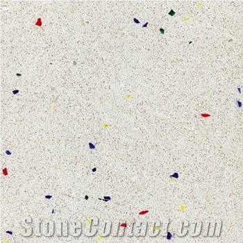Ivory White Manmade Marble with Colorful Chips - B