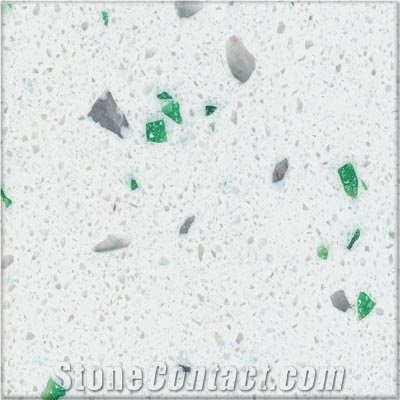 Snow White Composite Marble with Chips - BM0810