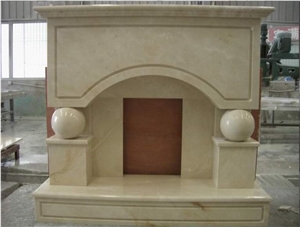 Fireplace Marble-Stone Craft-Kangli Stone, Golden Sinai Yellow Limestone Fireplace
