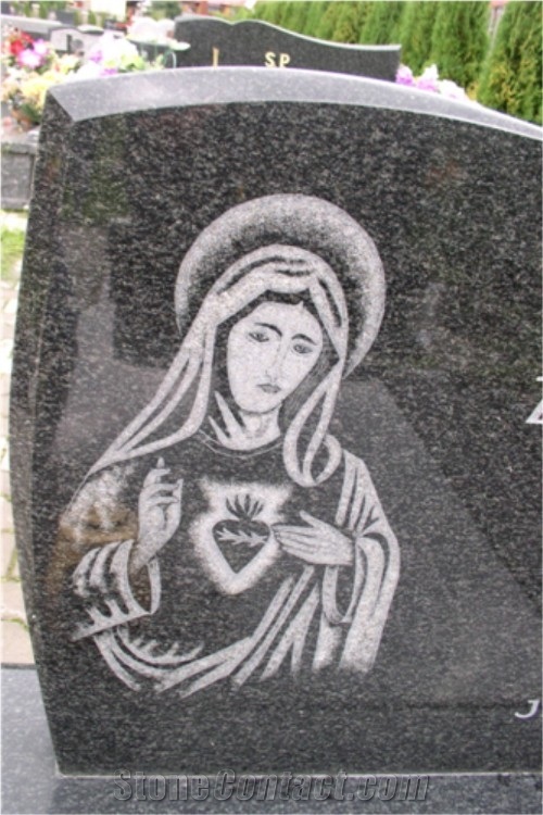 Beautiful Chinese Black Granite Tombstone