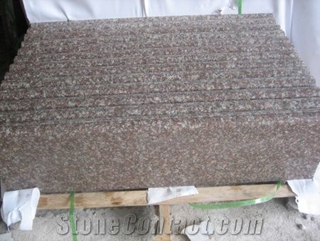 Chinese Popular Cheap G687 Peach Blossom Red Pink Color Granite Polished Steps, Stairs Treads Risers Threshold with Bullnose/Round Edge, Natural Building Stone Interior Decoration Quarry Owner Factory