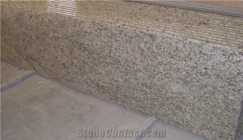 Popular Brazil Giallo Ornamental Yellow Granite Polished Custom Countertop, Kitchen Bench Bar, Table, Desk Top, Worktops, Natural Stone, Round Bullnose Edge Profile, High Quality Good Prices, Factory