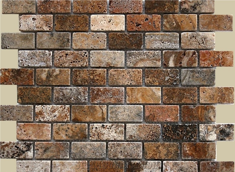 Scabos Travertine Brick Mosaic