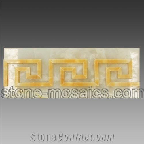 Honey Onyx and White Onyx Stone Mosaic Border