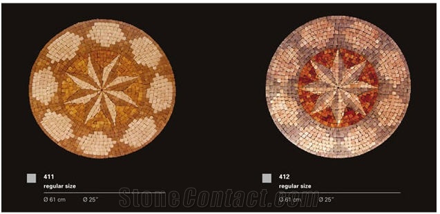 Round Travertine Mosaic Medallions