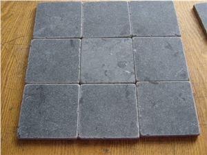 Black Limestone Honed and Tumbled Tile