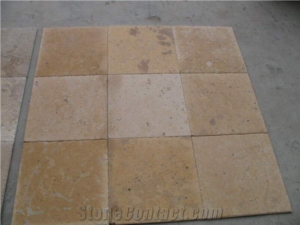 Yellow Limestone Brushed and Tumbled Tile