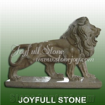 Stone Lion Animal Sculpture, Lion Carving, Lion Statue, Granite Brown Marble Sculptures