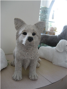 Yellow Granite Dog Sculpture